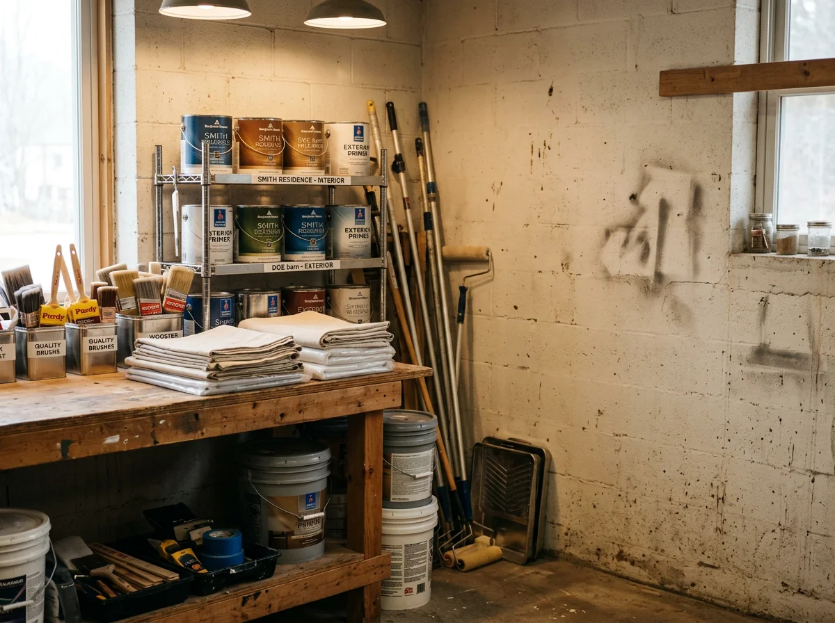 Professional painting crew tools and equipment ready for interior and exterior projects.