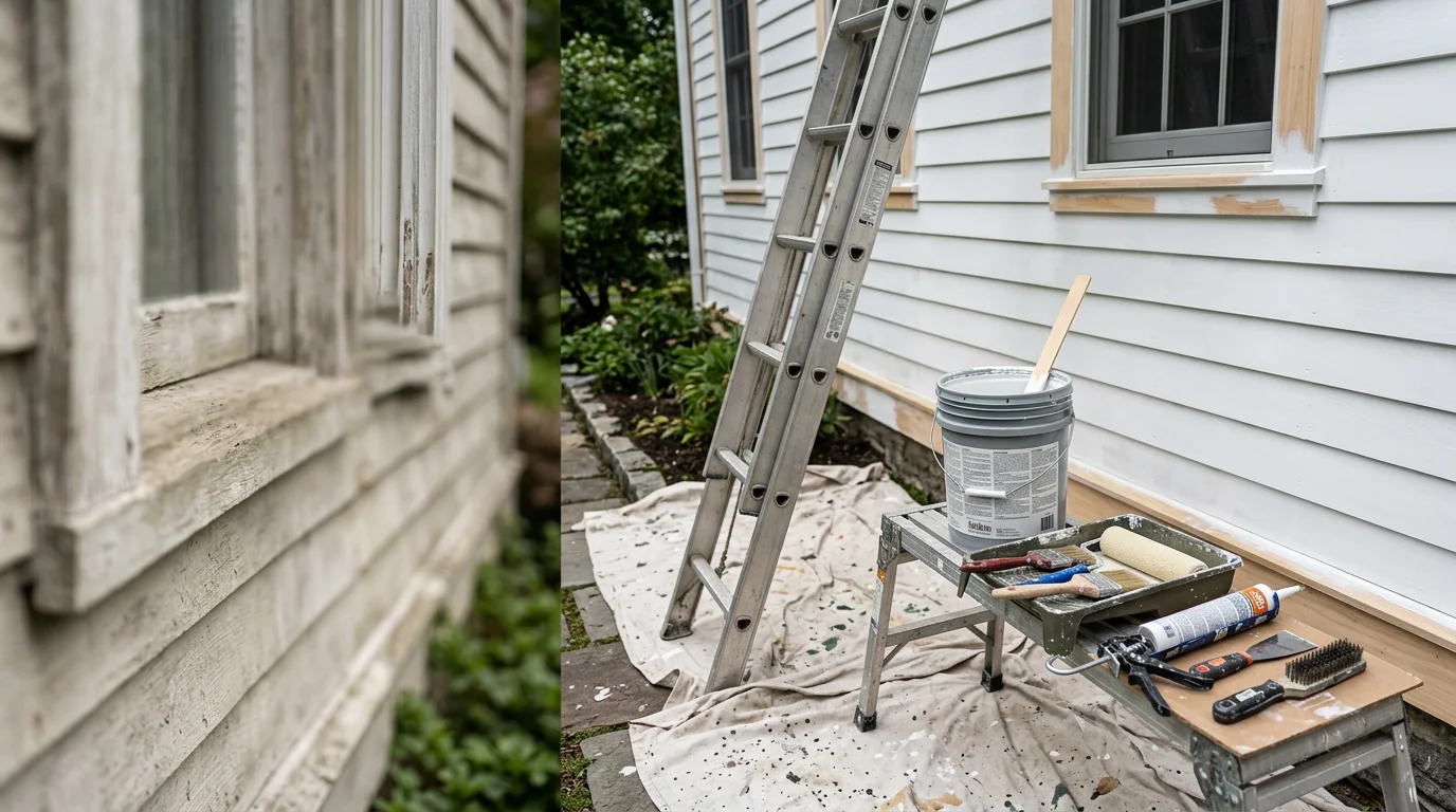 A freshly painted two-story home exterior in Millbrook, New York, with clean trim lines and smooth siding finish. The paint shows sharp color coverage on wood clapboard siding with no visible peeling or lap marks.