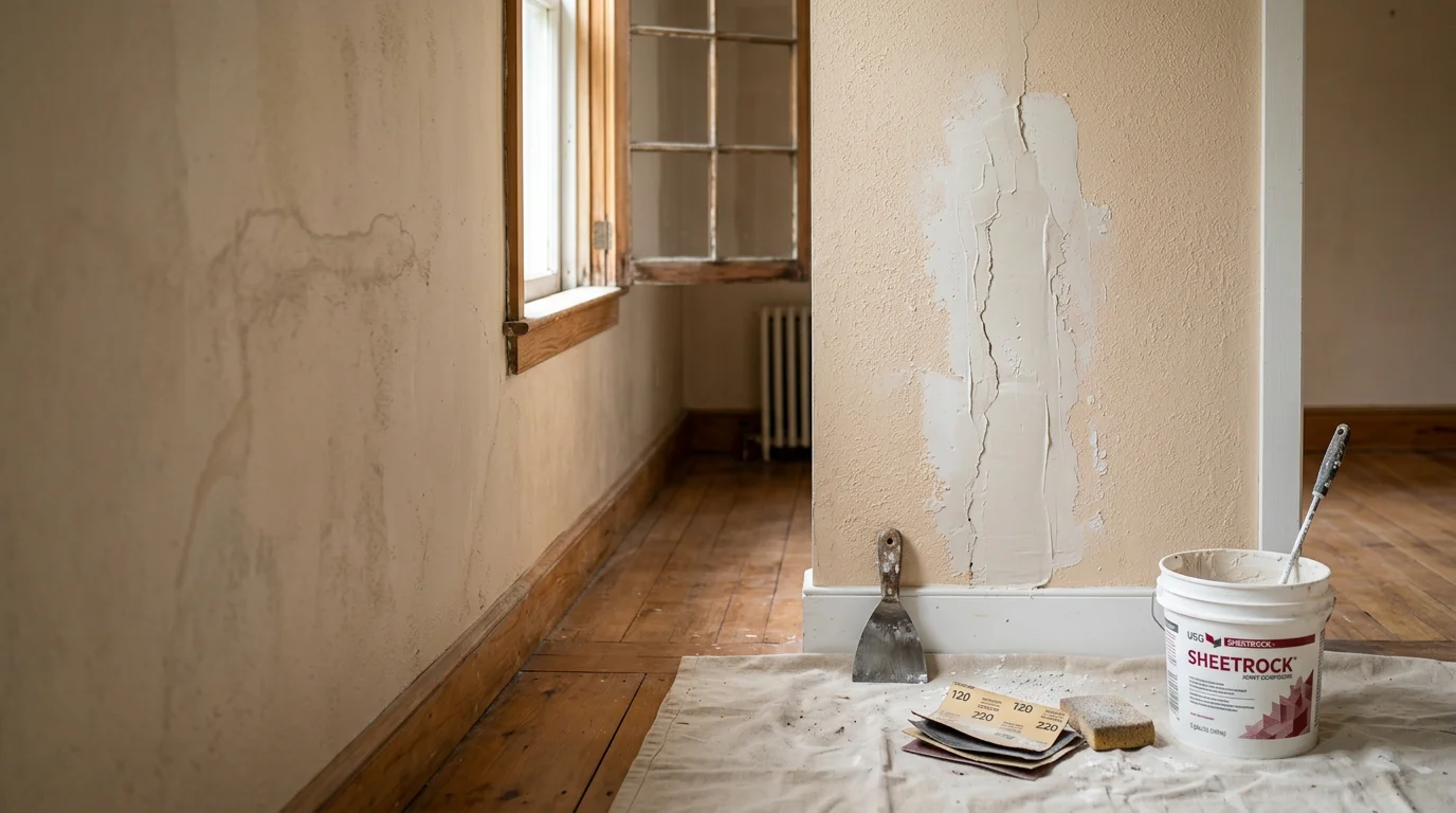 A smooth, freshly repaired interior wall in a Millbrook, NY home, with no visible cracks or patch marks. The surface is even and paint-ready, showing the finished result of professional wall damage repair.
